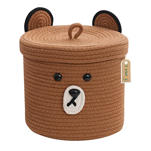 Yiuswoy Aufbewahrungskorb Bär Baumwollseilkorb Geflochtener Kleiner Wäschekorb Kinder Spielzeugkorb Babyzimmer Bad Deko Korb mit Deckel, 25 x 25 cm, Braun Yiuswoy Aufbewahrungskorb Bär Baumwollseilkorb Geflochtener Kleiner Wäschekorb Kinder Spielzeugkorb Babyzimmer Bad Deko Korb mit Deckel, 25 x 25 cm, Braun von Yiuswoy