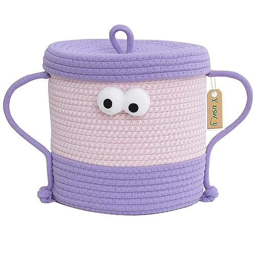 Yiuswoy Aufbewahrungskorb Kinder Baby Spielzeug Baumwollseil Aufbewahrungskorb Wickeltisch Organizer Klein Wäschekorb Faltbar Kinderzimmer Dekorative Korb mit Deckel, 25 x 25 cm, Lila Yiuswoy Aufbewahrungskorb Kinder Baby Spielzeug Baumwollseil Aufbewahrungskorb Wickeltisch Organizer Klein Wäschekorb Faltbar Kinderzimmer Dekorative Korb mit Deckel, 25 x 25 cm, Lila von Yiuswoy