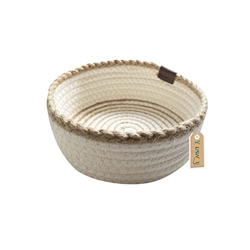 Yiuswoy Aufbewahrungskorb Kleiner Geflochtener Baumwollseilkorb Jute Stoffschale Schüssel Runde Offene Schale für Schminke, Schlüssel, Schmuck, Accessoires, Beige, 15 x 5 cm, S Yiuswoy Aufbewahrungskorb Kleiner Geflochtener Baumwollseilkorb Jute Stoffschale Schüssel Runde Offene Schale für Schminke, Schlüssel, Schmuck, Accessoires, Beige, 15 x 5 cm, S von Yiuswoy