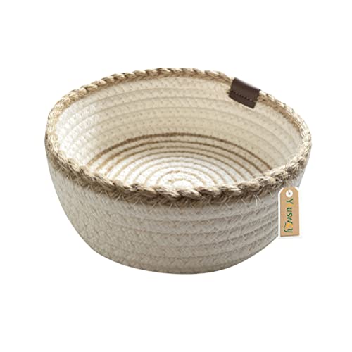 Yiuswoy Aufbewahrungskorb Kleiner Geflochtener Baumwollseilkorb Jute Stoffschale Schüssel Runde Offene Schale für Schminke, Schlüssel, Schmuck, Accessoires, Beige, 18 x 7 cm, M Yiuswoy Aufbewahrungskorb Kleiner Geflochtener Baumwollseilkorb Jute Stoffschale Schüssel Runde Offene Schale für Schminke, Schlüssel, Schmuck, Accessoires, Beige, 18 x 7 cm, M von Yiuswoy
