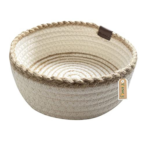 Yiuswoy Aufbewahrungskorb Kleiner Geflochtener Baumwollseilkorb Jute Stoffschale Schüssel Runde Offene Schale für Schminke, Schlüssel, Schmuck, Accessoires, Beige, 20 x 8 cm, L Yiuswoy Aufbewahrungskorb Kleiner Geflochtener Baumwollseilkorb Jute Stoffschale Schüssel Runde Offene Schale für Schminke, Schlüssel, Schmuck, Accessoires, Beige, 20 x 8 cm, L von Yiuswoy