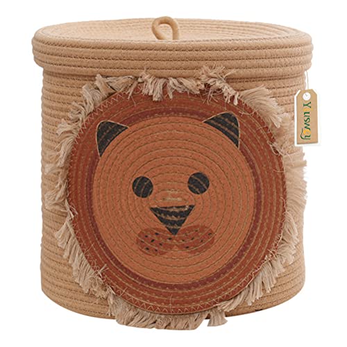 Yiuswoy Baby Wäschekorb Große Baumwollseilkorb Kinderzimmer Spielzeug Aufbewahrungskorb mit Deckel Wäschesammler Korb Tiere Löwe als Heimdekoration, 32 x 32 cm, Braun Yiuswoy Baby Wäschekorb Große Baumwollseilkorb Kinderzimmer Spielzeug Aufbewahrungskorb mit Deckel Wäschesammler Korb Tiere Löwe als Heimdekoration, 32 x 32 cm, Braun von Yiuswoy