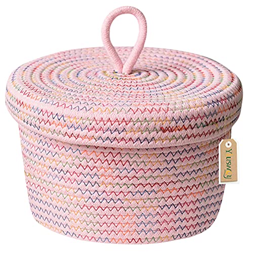Yiuswoy Baumwollseilkorb Geflochtener Aufbewahrungskorb Baby Aufbewahrungsbox mit Deckel Heim Deko Korb für Kinderzimmer, Wohnzimmer, Bad - Rosa Yiuswoy Baumwollseilkorb Geflochtener Aufbewahrungskorb Baby Aufbewahrungsbox mit Deckel Heim Deko Korb für Kinderzimmer, Wohnzimmer, Bad - Rosa von Yiuswoy
