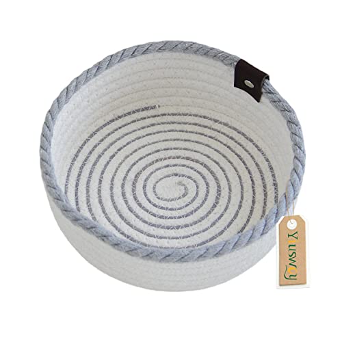 Yiuswoy Geflochtene Aufbewahrungskorb Klein Baumwollseilkörbe Flacher Korb Runde Dekorative Körbe für Bad Kinderzimmer Schlafzimmer Wohnzimmer Schrank Organizer, Weiß&Grau, D21 x H8 cm, M Yiuswoy Geflochtene Aufbewahrungskorb Klein Baumwollseilkörbe Flacher Korb Runde Dekorative Körbe für Bad Kinderzimmer Schlafzimmer Wohnzimmer Schrank Organizer, Weiß&Grau, D21 x H8 cm, M von Yiuswoy