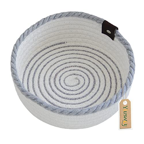 Yiuswoy Geflochtene Aufbewahrungskorb Klein Baumwollseilkörbe Flacher Korb Runde Dekorative Körbe für Bad Kinderzimmer Schlafzimmer Wohnzimmer Schrank Organizer, Weiß&Grau, D23 x H9 cm, L Yiuswoy Geflochtene Aufbewahrungskorb Klein Baumwollseilkörbe Flacher Korb Runde Dekorative Körbe für Bad Kinderzimmer Schlafzimmer Wohnzimmer Schrank Organizer, Weiß&Grau, D23 x H9 cm, L von Yiuswoy