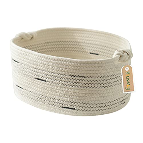 Yiuswoy Wäschekorb Geflochten aus Baumwolle Seil Kinderzimmer Aufbewahrungskorb Groß Baumwollseilkorb für Spielzeug, Kleidung, Decken, 40x29x18 cm (Weiß/M) von Yiuswoy