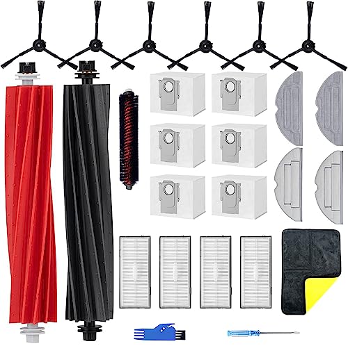 26 Stück Zubehör Kit für Roborock S8 Pro Ultra Saugroboter Ersatzteile, 6*Staubbeutel,2*Hauptbürste,6*Seitenbürsten,4*Hepa Filter,4*Wischtücher,1*Selbstreinigende Bürste,1*Reinigungsbürste von Yivy