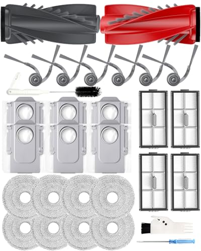 Ersatzteilset für Roborock SAROS 10R/Qrevo CurvX Saugroboter | 29-teiliges Komplettset mit 2 Walzenbürsten, 6 Seitenbürsten, 4 Feinstaubfiltern, 8 Mikrofaser-Mopptüchern + 6 Staubbeuteln von Yivy