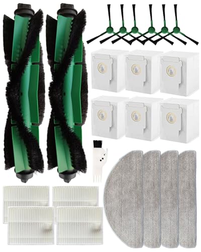 Yivy 23 STK Ersatzteile für Irobot Roomba Combo 2 Essential,IRobot Roomba 105 Combo, Auto Empty Dock Staubsauger,Zubehör : 2 Hauptbürste,6 Seitenbürsten,4 HEPA Filter,6 Staubsaugerbeutel von Yivy