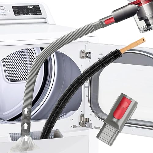 Yivy Trockner Fussel Entlüftung Reinigung Staubsaugerdüse+Bürste für Dyson V7/V8/V10/V11/V12/V15 und Slim Serie Staubsauger, Flexi Fugendüse, 80cm lange flache Schlauch, Dünne Bürste für engsten Ecken von Yivy