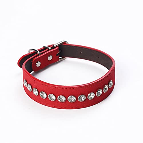 Yiwong PU-Halsband mit Raute für mittelgroße und große Hunde, Strasshalsbänder für Hunde und Katzen, Hundehalsband mit Strass von Yiwong