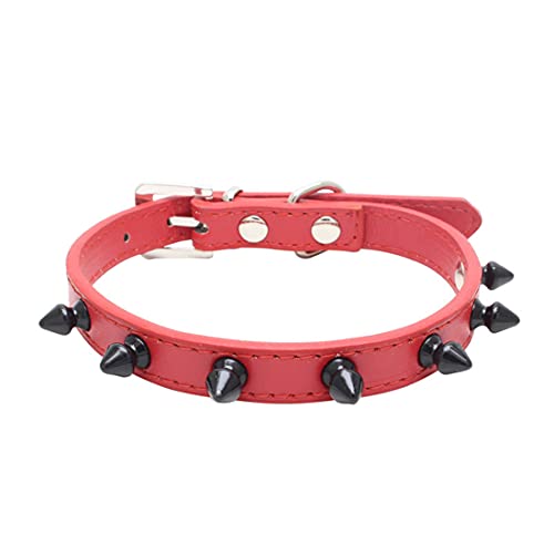 Yiwong Spiked Leather Hundehalsband, Bullet Nail Rivet Hundehalsband, Einstellbares Hundehalsband mit Stacheln (M, Rot-2) von Yiwong