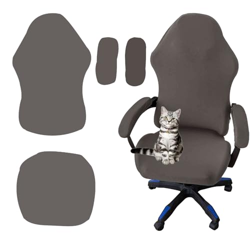 Yixinly Gaming Stuhl Bezug, 4 Stück Gaming Stuhl überzug Bürostuhl Bezug, Dehnbare Abnehmbar Waschbar GamingStuhlbezüge Anti-Rutsch für Computerstuhl Gaming-Stuhl Drehstuhl Sessel (Grau) von Yixinly