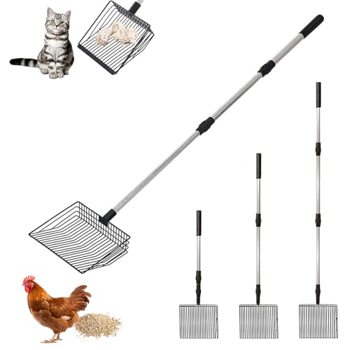 Yixinly Hühnerkotschaufel, Ausziehbare Katzenstreuschaufel Aluminiumlegierung Einstellbare Hühnerschaufel Hühnerstall Zubehör Huhn poop Scooper, Geeignet zum Reinigen von Katzen- und Hühnerkot von Yixinly