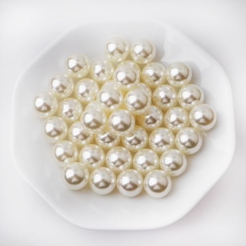 Yixuan Hochglanz Perlen, 40 Stück 20mm Kunstperlen ohne Loch, Künstliche Perlen ohne Bohrung für Vasenfüller, DIY Basteln, Tischdeko, Hochzeitsdekoration, Wohnaccessoires von Yixuan