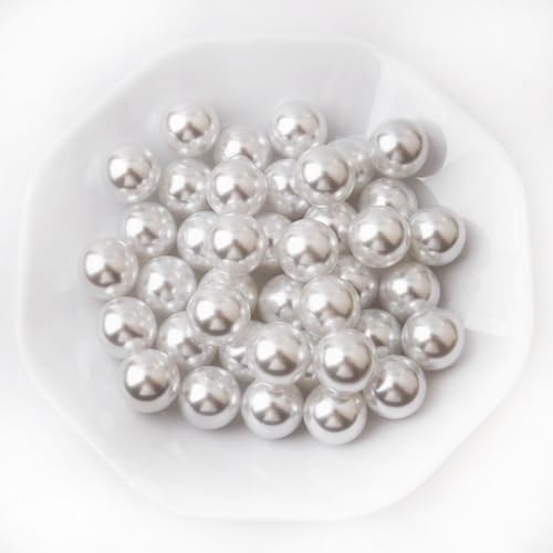 Yixuan Hochglanz Perlen, 40 Stück 20mm Kunstperlen ohne Loch, Künstliche Perlen ohne Bohrung für Vasenfüller, DIY Basteln, Tischdeko, Hochzeitsdekoration, Wohnaccessoires von Yixuan