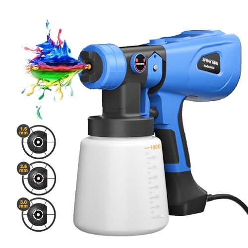 Elektrisches Farbsprühsystem 3 Sprühmodi, 600W Farbsprühgerät mit 3 Vollmessingdüsen und Sprühflasche aus 1000ml, Lackierpistole zum Sprühen von Pestiziden, Desinfizieren, Wandmalerei - 2024 Neu von Yiyai