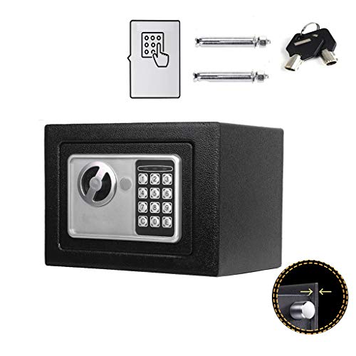 Klein Elektronik Safe Tresor mit zahlenschloss und 2 Notschlüssel Wasserdichte Sicherheitsbox Hotelsafes Wandtresor Schwarz 23 x 17 x 17 cm von Yiyai