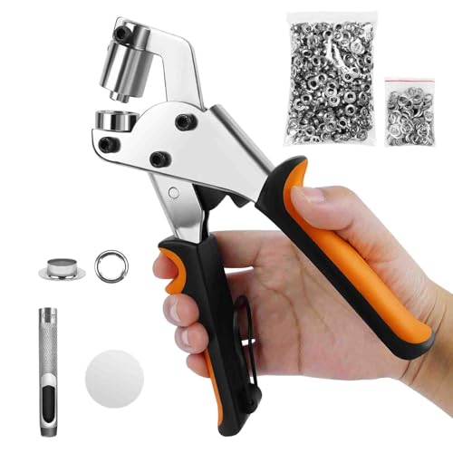 Ösenzange Set mit 500 Rostfreien Ösen - Ø 10mm, Magnetische Ösenpresse aus Gehärtetem Stahl I Ösenstanze für Stoffe, Planen und Sonnensegeln Ösenzange Set mit 500 Rostfreien Ösen - Ø 10mm, Magnetische Ösenpresse aus Gehärtetem Stahl I Ösenstanze für Stoffe, Planen und Sonnensegeln von Yiyai