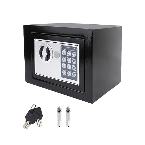 Schwarz-Tresor Safe Elektronischer Safe Wandtresor Geldtresor Bodentresor Möbeltresor Hotelsafe Mini Tresor Stahlsafe 2 Schlüssel & Elektronischem Zahlenschloss Größe: 23 x 17 x 17 cm (4.6L) von Yiyai