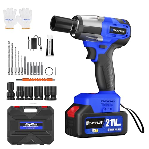 Yiyai 21V Bürstenlos Akku Schlagschrauber Set 1/2 Zoll Vierkantantrieb, 450Nm Drehmoment, Elektrowerkzeug mit 4 Einsätzen, 5 x Bohrer, 7 x Schraubendreher Bits Yiyai 21V Bürstenlos Akku Schlagschrauber Set 1/2 Zoll Vierkantantrieb, 450Nm Drehmoment, Elektrowerkzeug mit 4 Einsätzen, 5 x Bohrer, 7 x Schraubendreher Bits von Yiyai
