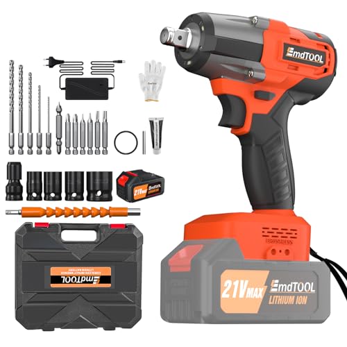 Bürstenloser Akku Schlagschrauber 500Nm Drehmoment, 1/2 Zoll Akku Drehschlagschrauber Reifenwechsel inkl.Bohrer-Bits/Steckschlüssel-Set/Schraubendreherbitsd Orange Bürstenloser Akku Schlagschrauber 500Nm Drehmoment, 1/2 Zoll Akku Drehschlagschrauber Reifenwechsel inkl.Bohrer-Bits/Steckschlüssel-Set/Schraubendreherbitsd Orange von Yiyai