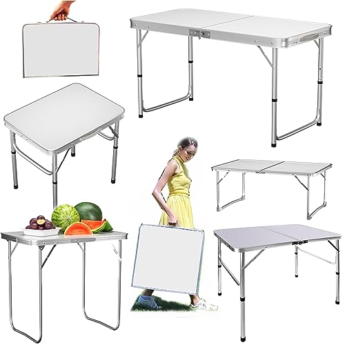 Yiyai Campingtisch Klappbar Leicht & Kompakt Balkontisch - 80 x 60cm Aluminium Klapptisch für 4 Personen, Einfach zu Aufzubauen Camping Klappbarer Falttisch von Yiyai