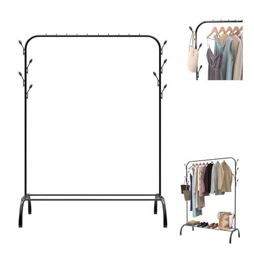 Yiyai Kleiderständer, Kleiderstange, 110 * 40 * 150 cm, Schuhregal, Metallisch, Stabil, Clothes Rack, Klamotten Ständer, Clothes Organizer für Schlafzimmer, Ankleidezim(Schwarz) von Yiyai