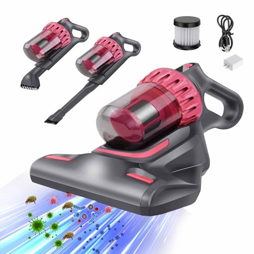 Yiyai Milbensauger für matratzen mit UV-Licht & Vibration, 100W 10kpa Antimilben-Staubsauger entfernt, LED-Anzeige, HEPA Filter und Staubbehälter, Handstaubsauger für Matratze Sofa Bett von Yiyai