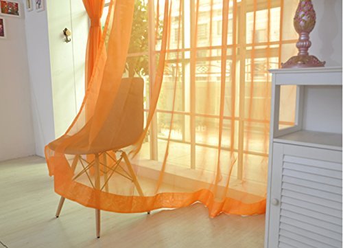 Yiyida 2er Pack Voile transparent Übergardinen Gardine Vorhang Stores Raumteiler Fensterschal Dekoschal Voile 100x200 cm ,Rot von Yiyida