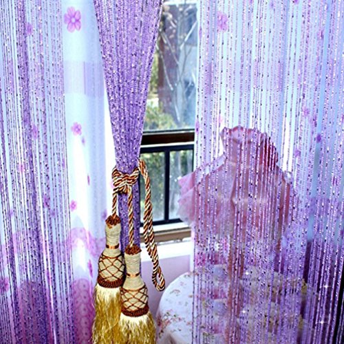 Yiyida 2pcs Glitzer Tassel String Line Tür Fenster Vorhang Paravent Fenster Behandlungen Wohntextilien ,100cm B x 200cm H Lila von Yiyida