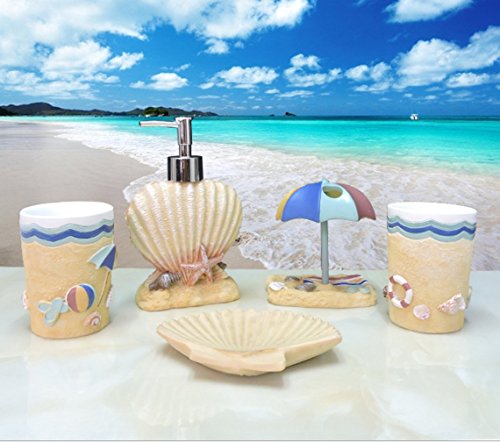 Yiyida Badezimmer Set Bad Set Badgarnitur Seifenspender 5tlg. Mediterranen Stil von Yiyida