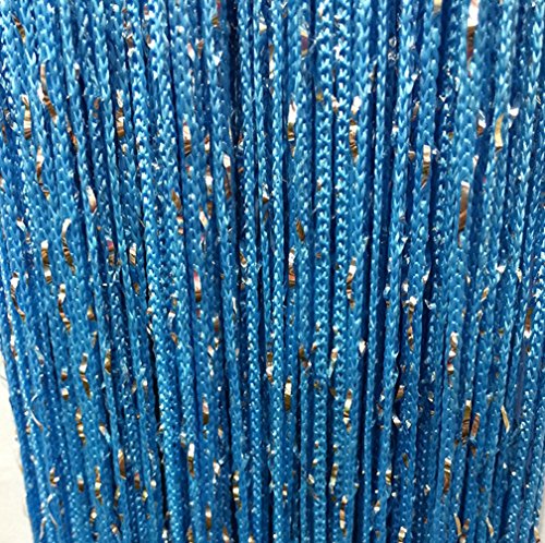 Yiyida Glitzernder Fadenvorhang mit Quaste, Raumteiler, Netzvorhänge, 2 Stück, 100 cm breit x 200 cm hoch, in 15 Farben erhältlich, Blau von Yiyida