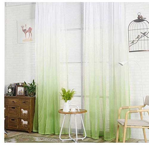 Yiyida Transparent Farbverlauf Gardine Voile Vorhang Schlaufenschal Deko für Wohnzimmer Schlafzimmer 2 Stück,Grün 1x2.7m von Yiyida