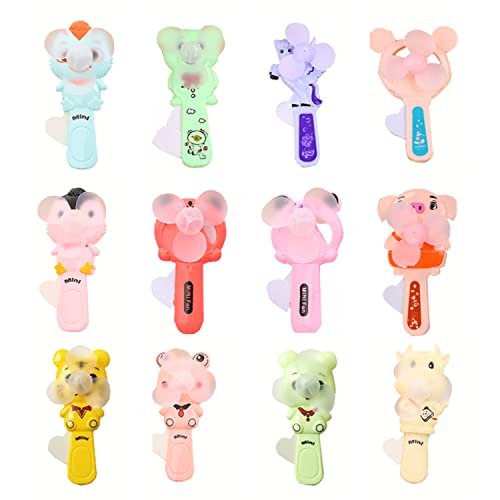 Yiyifor 12PCS Kleiner Ventilator,Handventilator,Mini aus Kunststoff Ventilator,Karikatur Faecher Tragbare,f¨¹r Kinder Reisen Zuhause B¨¹ro Camping(Zuf?llige Farbe) von Yiyifor