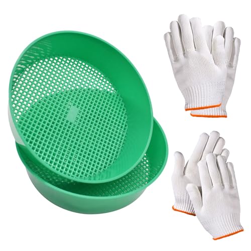 Yiyifor 2Pcs Gartensieb,Garten Sieb Boden Sieb mit 2 Paar Handschuhe,Gartensieb Bodensieb Sandsieb Kunststoff,Rundes Gartensieb,für Filter Saatgut Erde Kompost Steine Sand Yiyifor 2Pcs Gartensieb,Garten Sieb Boden Sieb mit 2 Paar Handschuhe,Gartensieb Bodensieb Sandsieb Kunststoff,Rundes Gartensieb,für Filter Saatgut Erde Kompost Steine Sand von Yiyifor