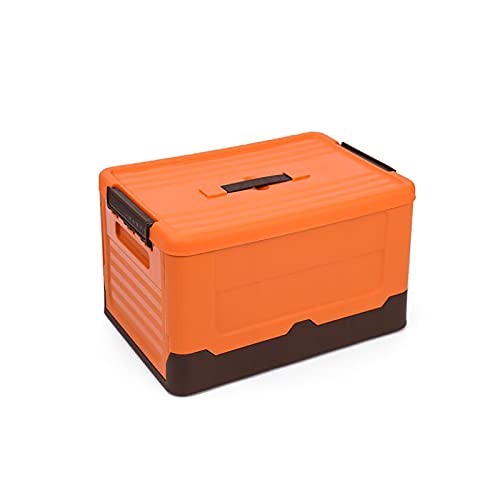 Stapelbare Faltbare Aufbewahrungsboxen mit Deckel,Langlebig Plastik Faltung Utility Kisten Zuhause Garage Bins Container Organisation,Speicherwürfel für Kleiderschrank Schrank-Orange 25l(15.7x11x9inch von Yizc