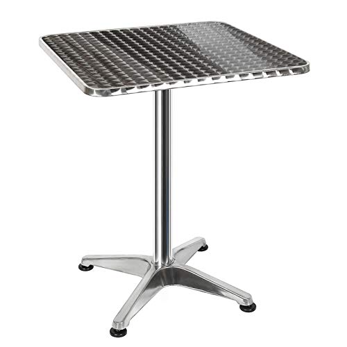 Yizhe Klappbarer Bistro Stehtisch Aluminium Bistrotisch Quadratisch Terrassentisch höhenverstellbar H70/110cm Silber Balkontisch Gartentisch Bistrotisch,Bartisch Esstisch Küchentisch Stehtisch von Yizhe