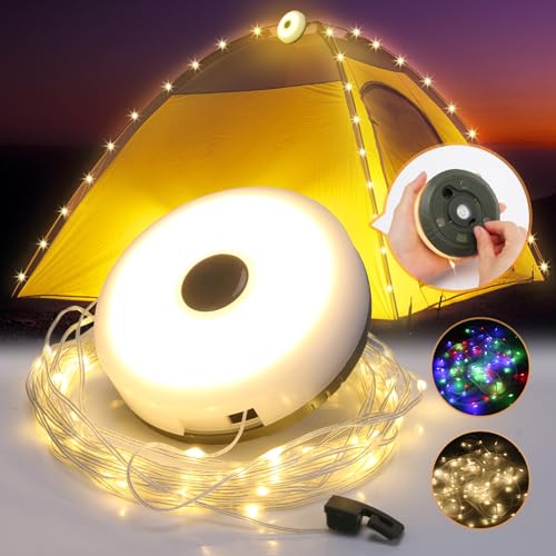 Yizhet 10 m Camping Lichterkette, Outdoor Lichterkette, Vielseitige LED Lichterkette – Langlebig und Wasserdicht, USB Aufladung – Gragbare Camping Lichter für Camping, Hof und Wandern von Yizhet