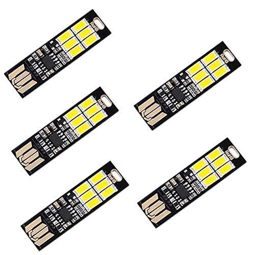 Yizhet 5 Stück USB Led Stick Super Hell 6 Touch Dimmer Tragbar für Laptop Tastatur Weißlicht Beleuchtung (Kaltes Weiß) von Yizhet
