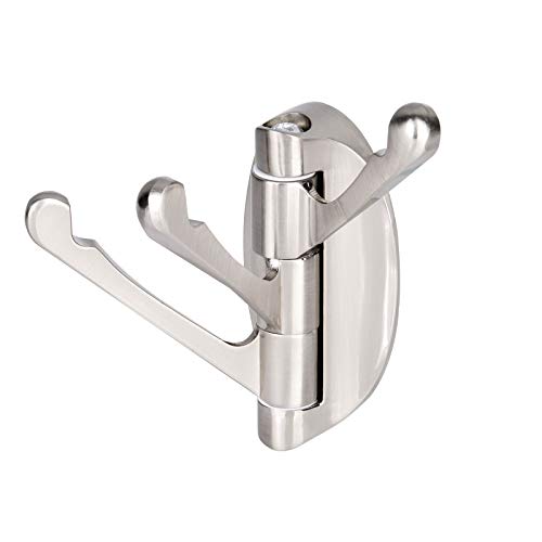 Yizhet Kleiderhaken, Solide Metall Drehbar Haken Hart-Folding Swing Arm Triple Mantel mit Multi DREI Faltbare Arme Handtuch Kleidung Hanger für Bad, Küche, Garage (Gebürstetes Nickel) von Yizhet