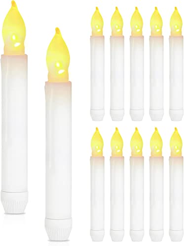 Yizhet Flackernde Flammenlose Kerzen, LED Stabkerzen 12er LED Kerzen Batteriebetriebene, LED Kerzen Flackernde Flamme, Schwebende Kerzen für Weihnachten Harry Potter Geburtstags Deko (Warmweiße) von Yizhet