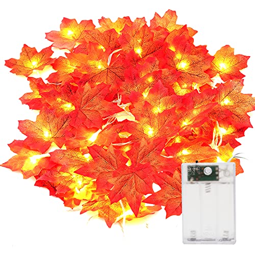 Yizhet Lichterkette Herbst Blättergirlande Herbstgirlande 3 Meter 20 LED Herbst Ahornblatt Girlande Lichtern Ahornblatt Lichterketten Herbst Lichterketten, Perfekte für Erntedankfest Halloween Deko von Yizhet