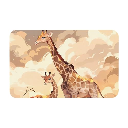 Yizhiyz Giraffe Mutter und Kind Kieselgur Matte 50 x 80 cm, saugfähig, schnell trocknend, verschleißfest, geeignet für Bad und Küche. von Yizhiyz