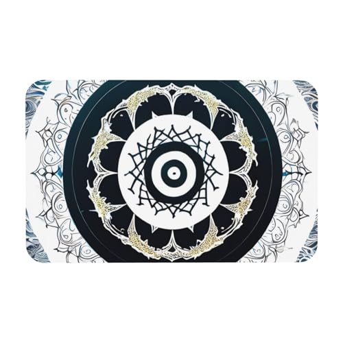 Yizhiyz Schwarz-weiße runde Totem-Kieselgur Matte, 50 x 80 cm, saugfähig, schnell trocknend, verschleißfest, geeignet für Bad und Küche. von Yizhiyz