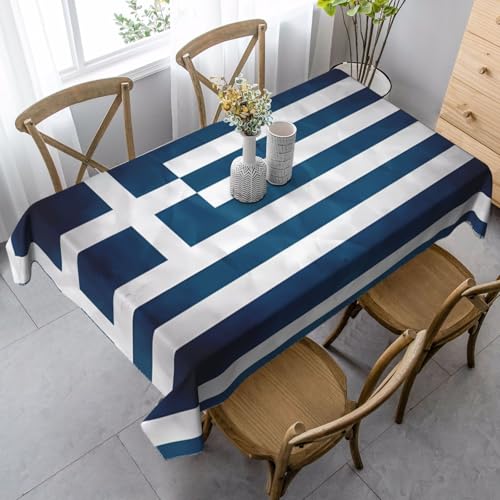 Yizhiyz Tischdecke mit griechischer Flagge, rechteckig, 89 x 140 cm, wasserdicht und schmutzabweisend, verbessert das kulinarische Erlebnis. von Yizhiyz
