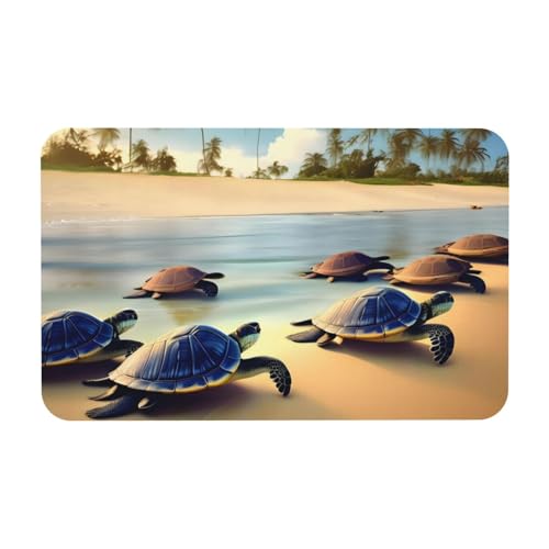 Yizhiyz Turtles On The Beach Kieselgur Matte 50 x 80 cm, saugfähig, schnell trocknend, verschleißfest, geeignet für Bad und Küche. von Yizhiyz