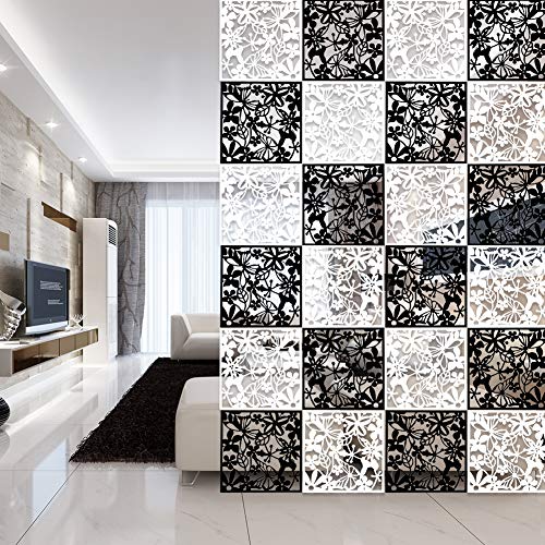 Yizunnu 24 Stück Raumteiler zum Aufhängen, Sicherheits-PVC-Raumteiler, faltbar, 40 x 40 x 0,08 cm (12 x weiß + 12 x schwarz) von Yizunnu