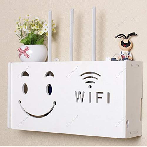 Yizunnu Weißes WLAN-Router-Regal, TV-Set-Top-Regal, Wandbehang, formaldehydfreie Aufbewahrungsbox, Holz-Kunststoff-Büro-Organizer für Schlafzimmer, Dekoration, Muster C Yizunnu Weißes WLAN-Router-Regal, TV-Set-Top-Regal, Wandbehang, formaldehydfreie Aufbewahrungsbox, Holz-Kunststoff-Büro-Organizer für Schlafzimmer, Dekoration, Muster C von Yizunnu