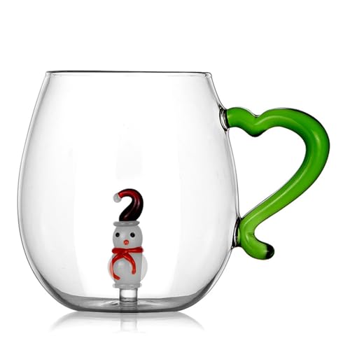 Glastasse mit weihnachtlichem Motiv, einzigartige 3D-Weihnachts-Glastasse mit zarten Designs für verschiedene Anlässe von Yjcnelcr